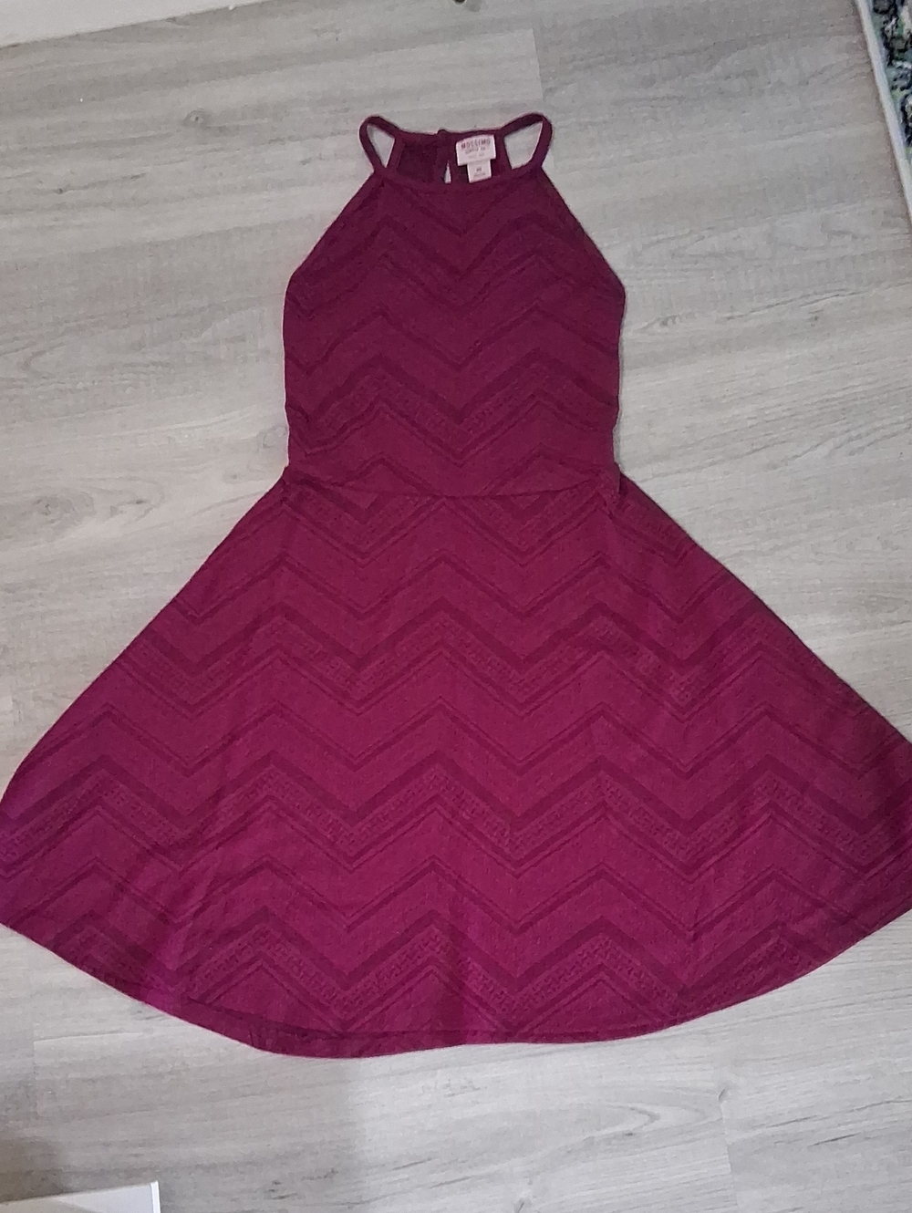 Mossimo Supply Co. Burgundy Chevron Halter Skater Dress, Fit & Flare,  Like New